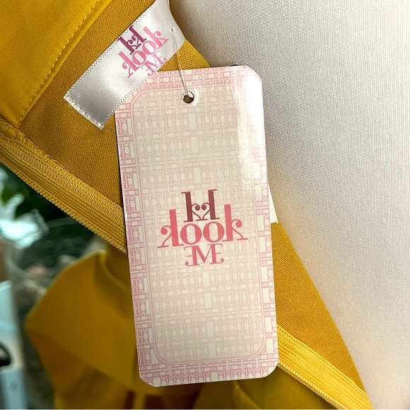 NWT LOOK AT ME Marigold Yellow Blouson Sleeve Dress Size S Coquette Satement - Picture 9 of 11